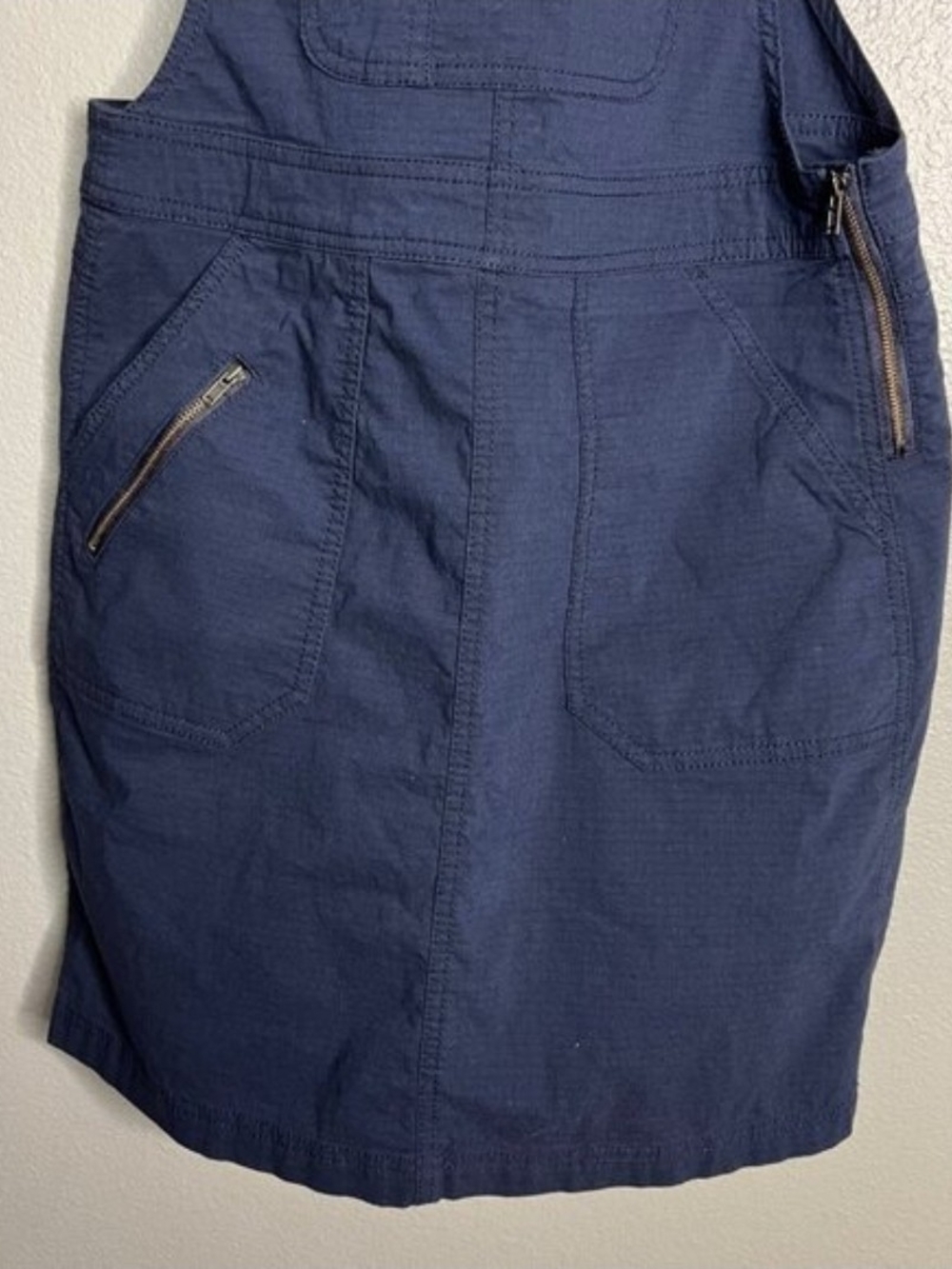 Title Nine Navy Pinafore Overall Dress with Zip Pockets - Picture 6 of 6